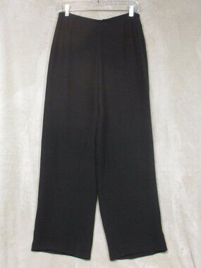 Armani Collezioni Pants Women's 4 Black Career Flat Front Wide Leg Side Zipper